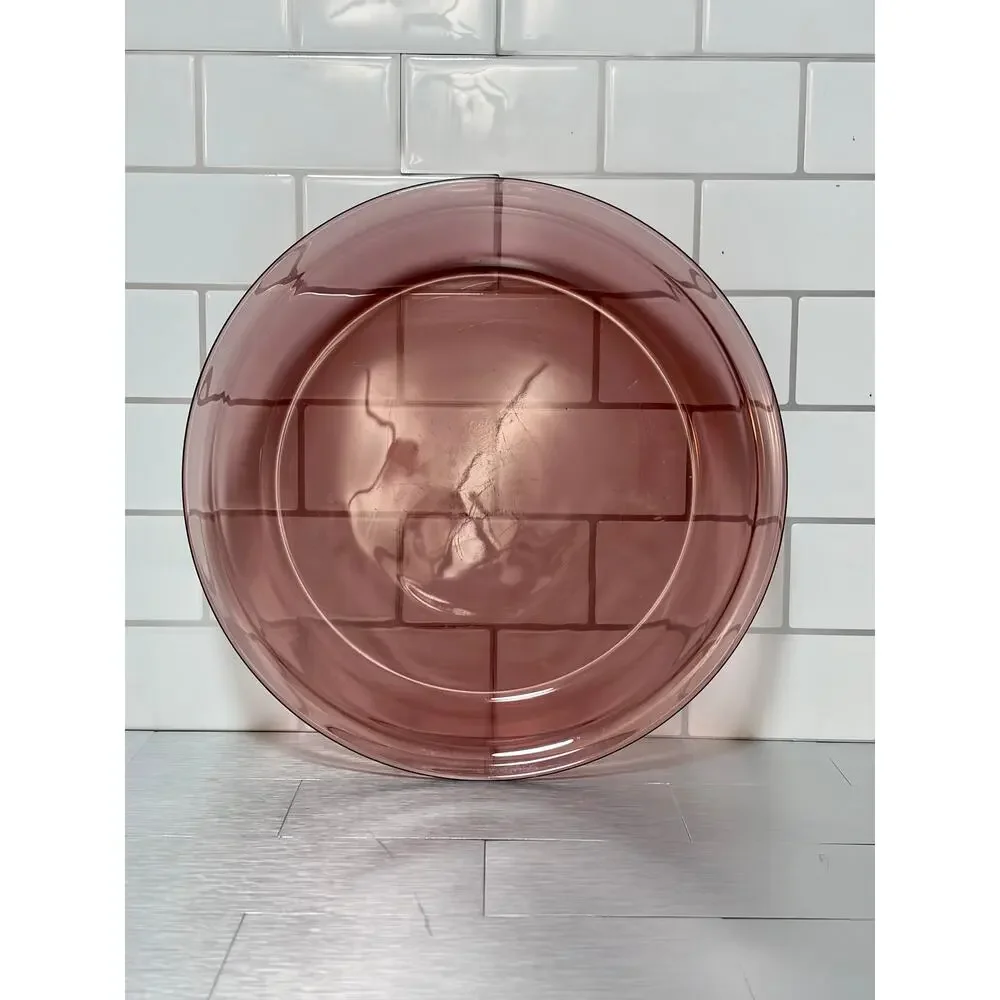 Vintage Pyrex Cranberry 209 9” Round Pie Plate Baking Dish Light Purple USA